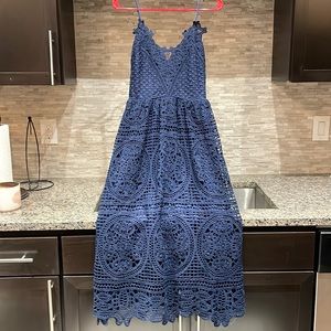 Navy blue knee length dress